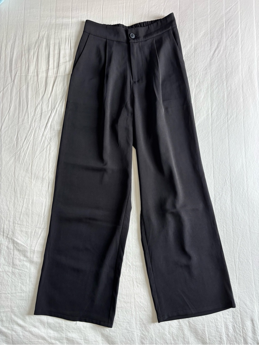 Korean Style Wide Leg Black Trousers